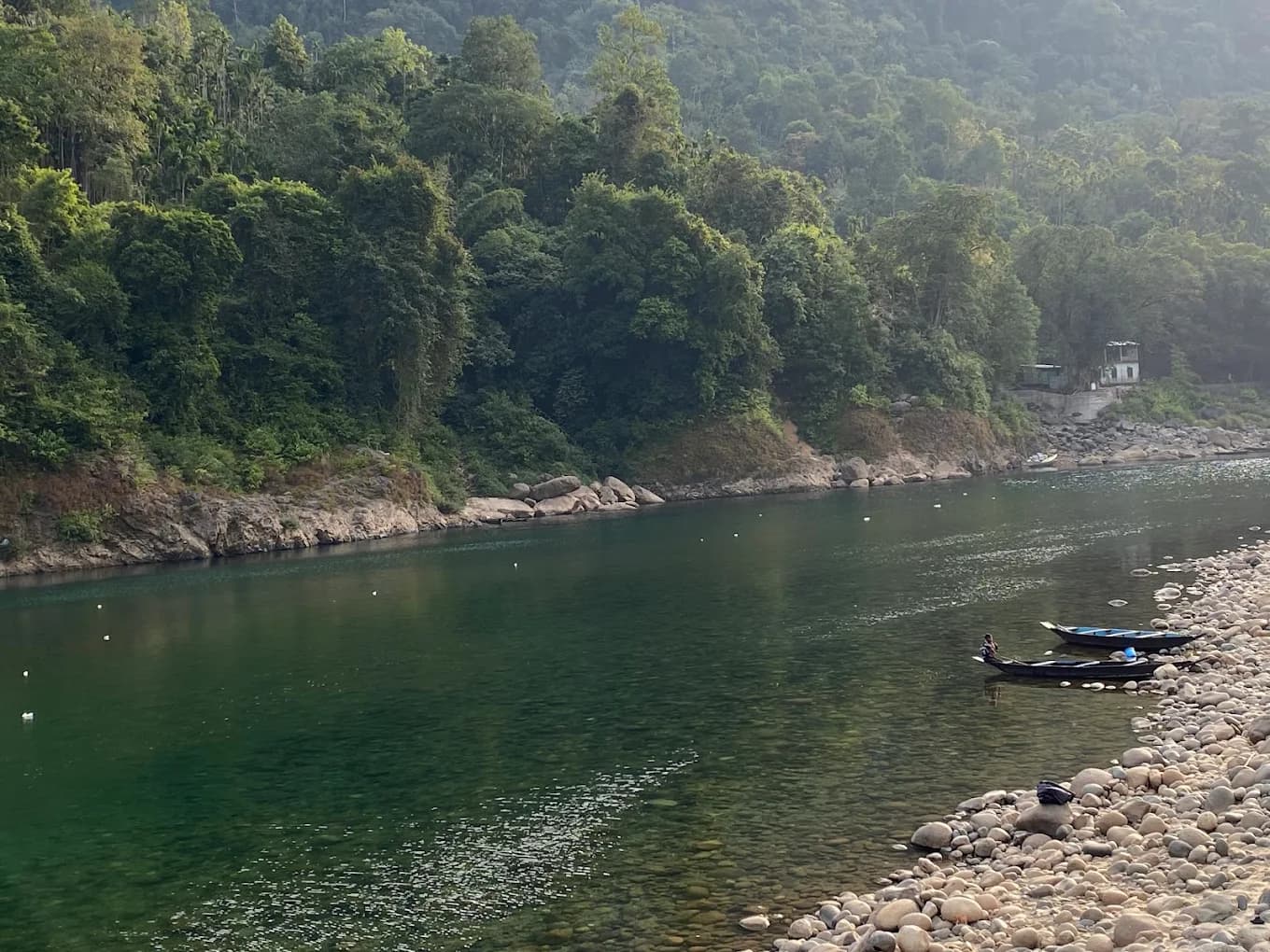 Scenic view of river camping in Meghalaya